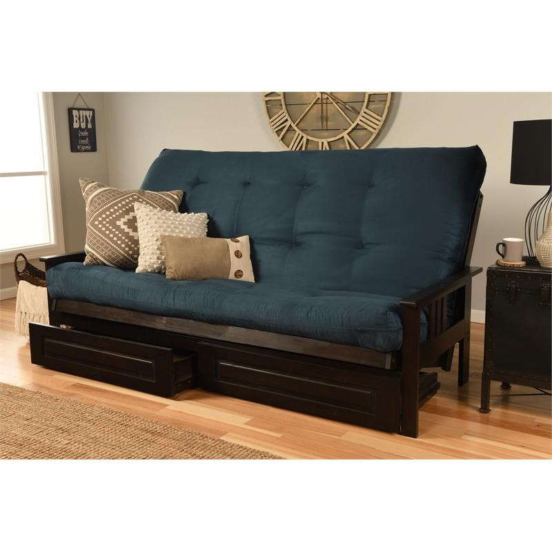 Kodiak Furniture Monterey Frame with Suede Fabric Mattress in Blue/Espresso