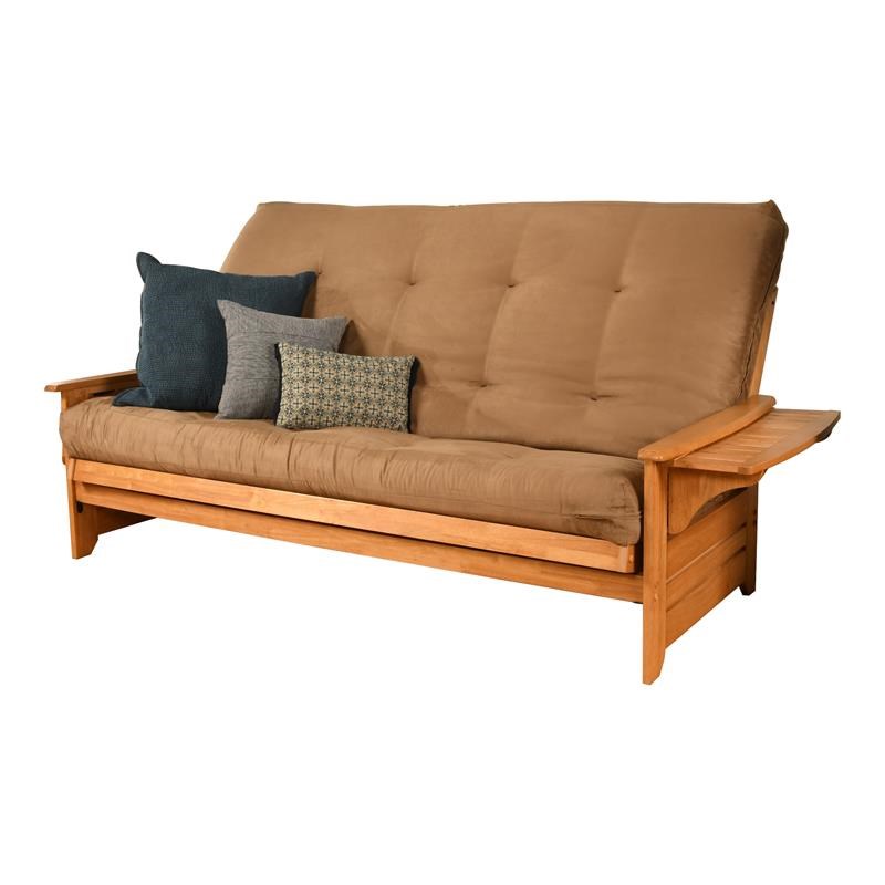 Kodiak Furniture Phoenix Futon with Suede Peat Fabric Mattress in Butternut/Tan