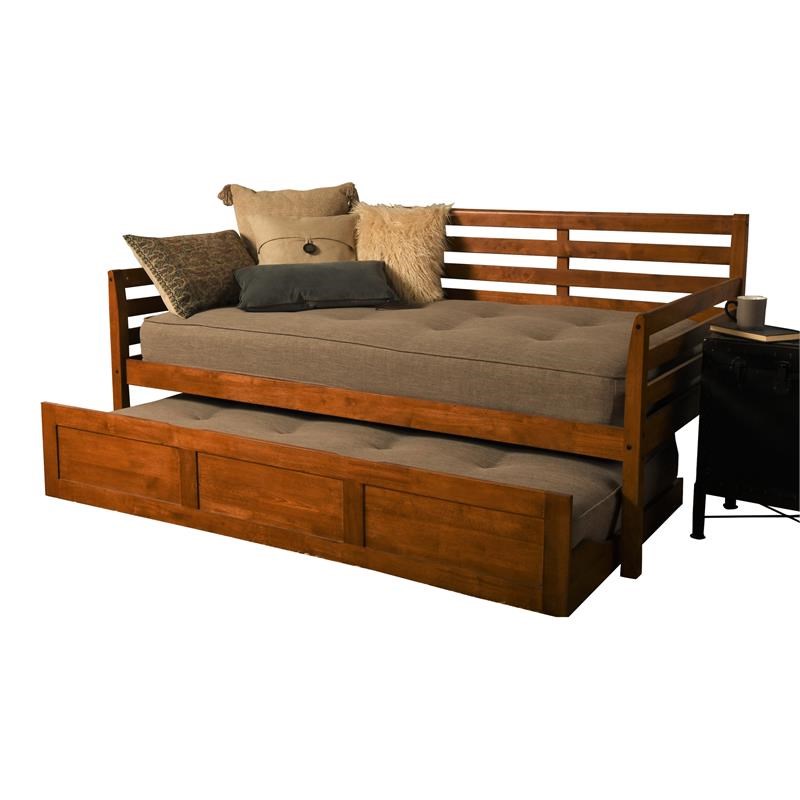 Kodiak Furniture Boho Daybed and Trundle in Barbados Brown with Stone Mattresses