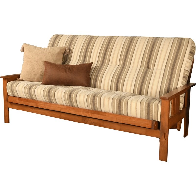 Kodiak Furniture Monterey Barbados Storage Wood Futon with Parma Gray Mattress
