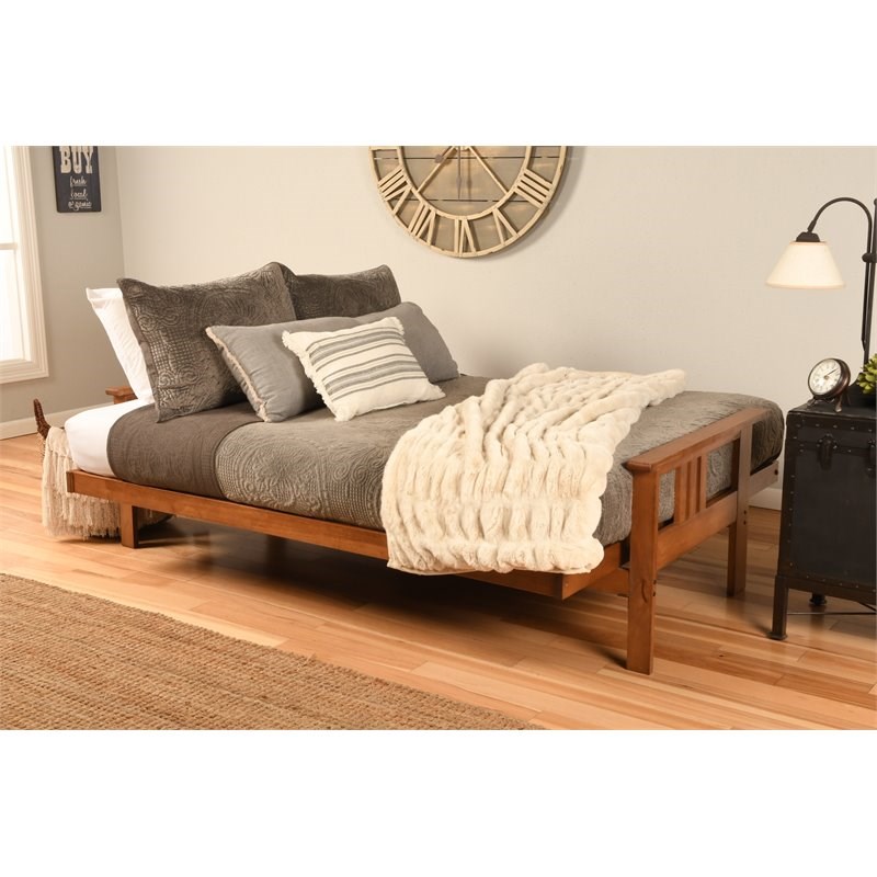 Kodiak Furniture Monterey Barbados Wood Futon with Twill Gray Mattress