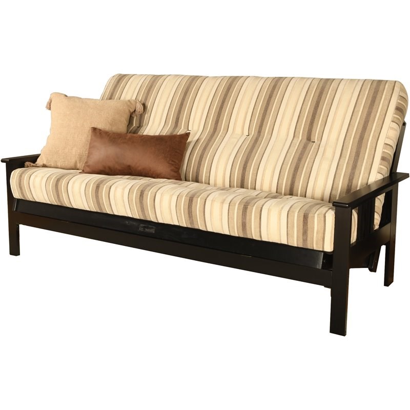 Kodiak Furniture Monterey Black Wood Futon with Parma Gray Mattress