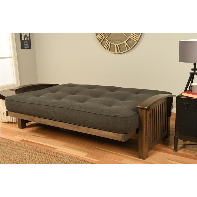 Kodiak Furniture Washington Queen-size Wood Futon with Suede Black Mattress
