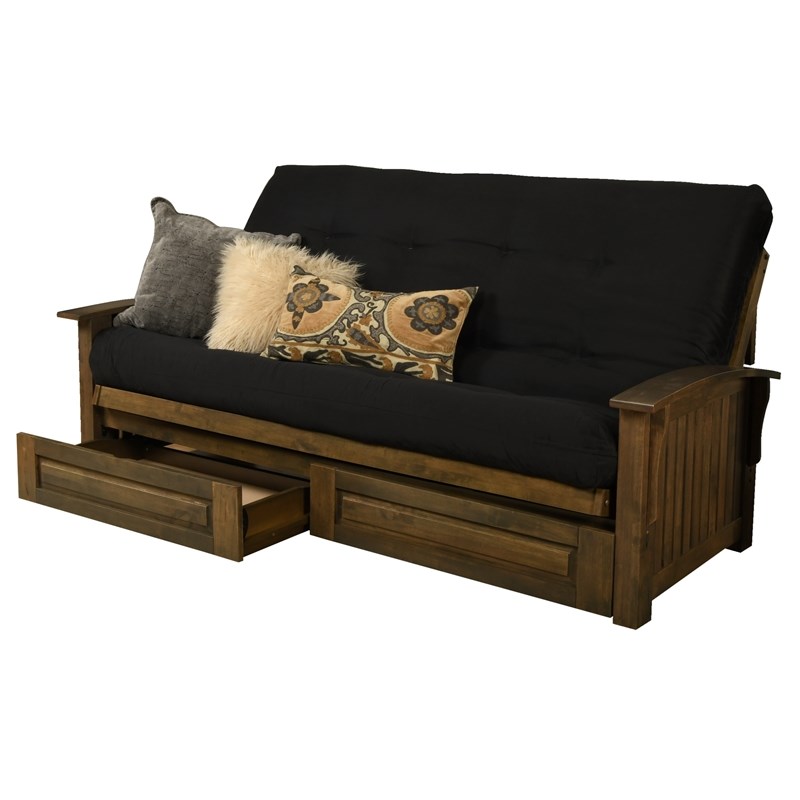 Kodiak Furniture Washington Queen-size Wood Storage Futon-Suede Black Mattress