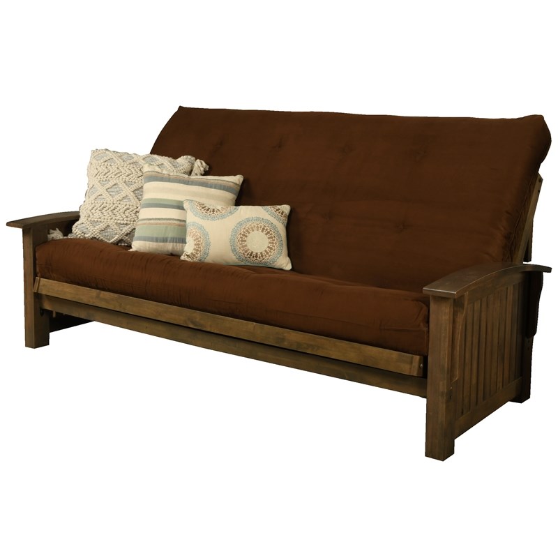 Kodiak Furniture Washington Queen-size Wood Futon with Suede Chocolate Mattress