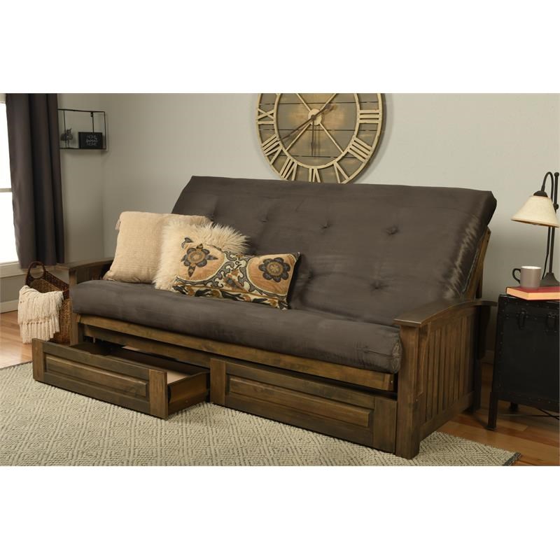 Kodiak Furniture Washington Queen-size Wood Storage Futon with Gray Mattress
