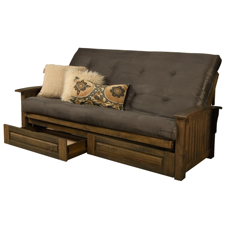 Kodiak Furniture Washington Queen-size Wood Storage Futon with Gray Mattress