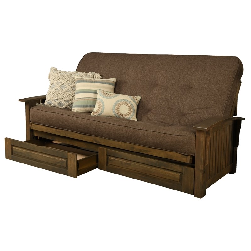 Kodiak Furniture Washington Queen-size Wood Storage Futon-Linen Cocoa Mattress