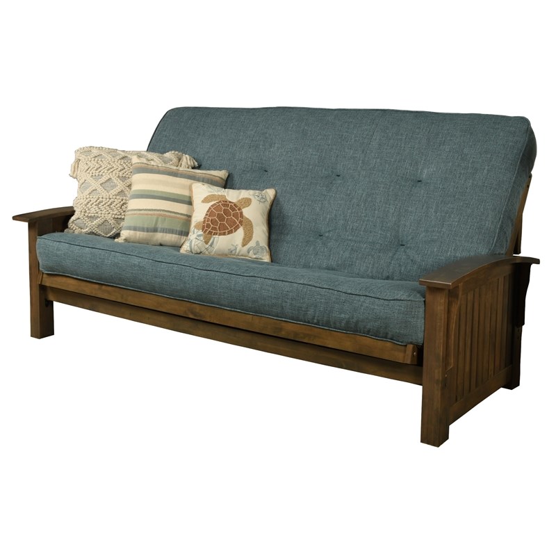 Kodiak Furniture Washington Queen-size Wood Futon with Linen Aqua Blue Mattress