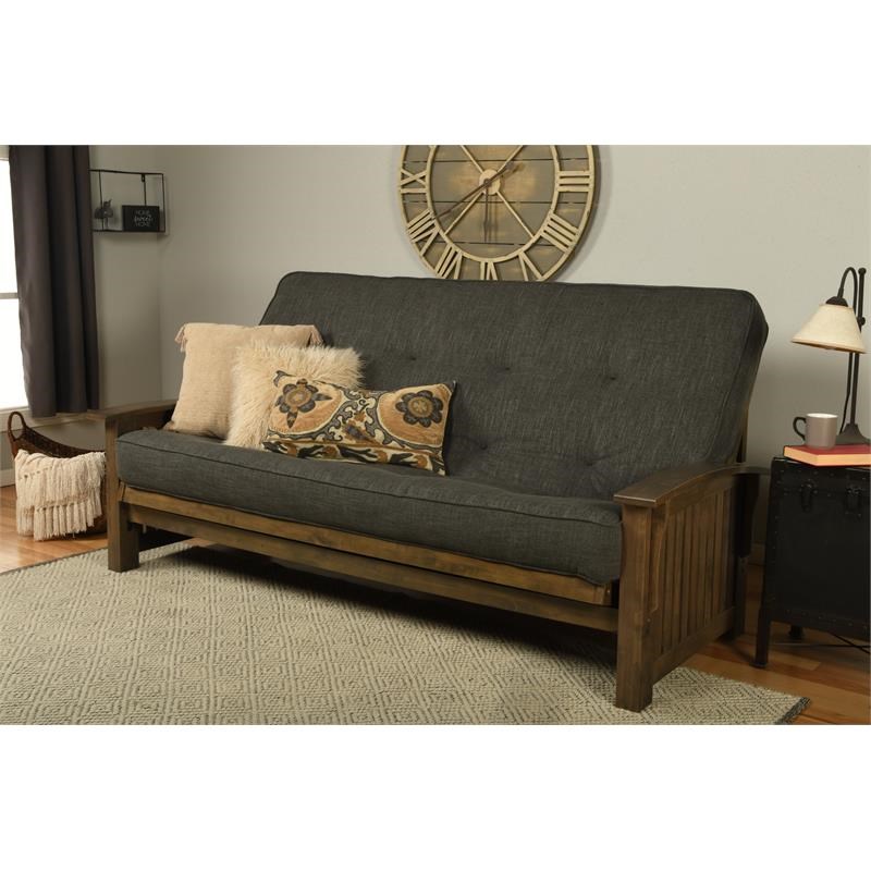 Kodiak Furniture Washington Queen-size Wood Futon- Linen Charcoal Gray Mattress