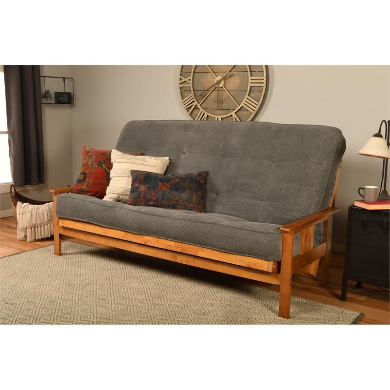 Kodiak Furniture Monterey Queen-size Butternut Wood Futon-Thunder Gray Mattress