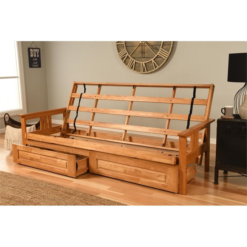Kodiak Furniture Monterey Queen-size Butternut Wood Storage Futon-Brown Mattress