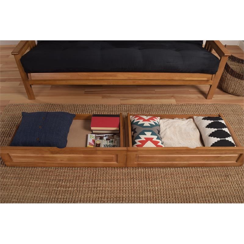 Kodiak Furniture Monterey Queen-size Butternut Wood Storage Futon-Gray Mattress