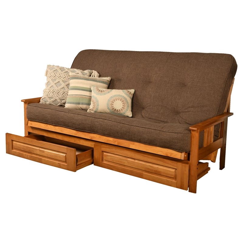 Kodiak Furniture Monterey Queen Butternut Wood Storage Futon-Cocoa Mattress