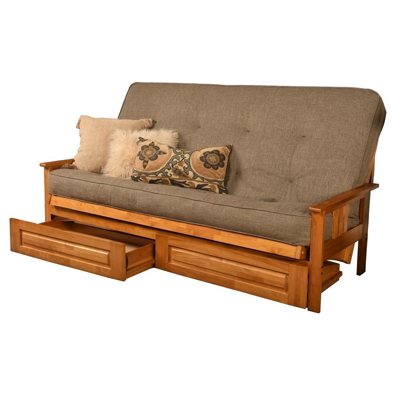 Kodiak Furniture Monterey Queen Butternut Wood Storage Futon-Stone Mattress