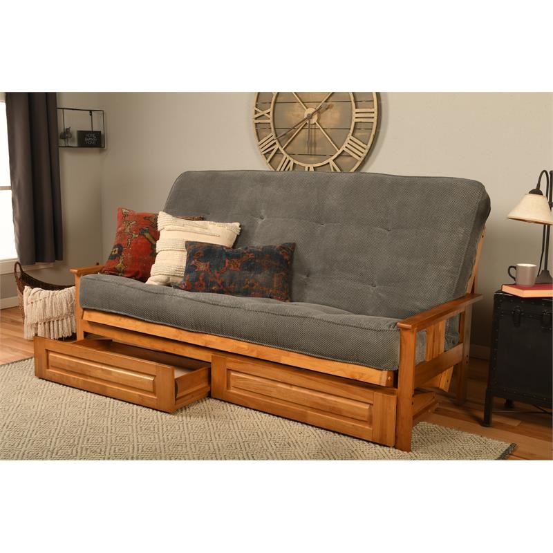 Kodiak Furniture Monterey Queen-size Espresso Wood Storage Futon Gray Mattress
