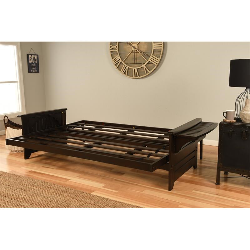 Kodiak Furniture Phoenix Queen-size Espresso Wood Futon-Linen Charcoal Mattress
