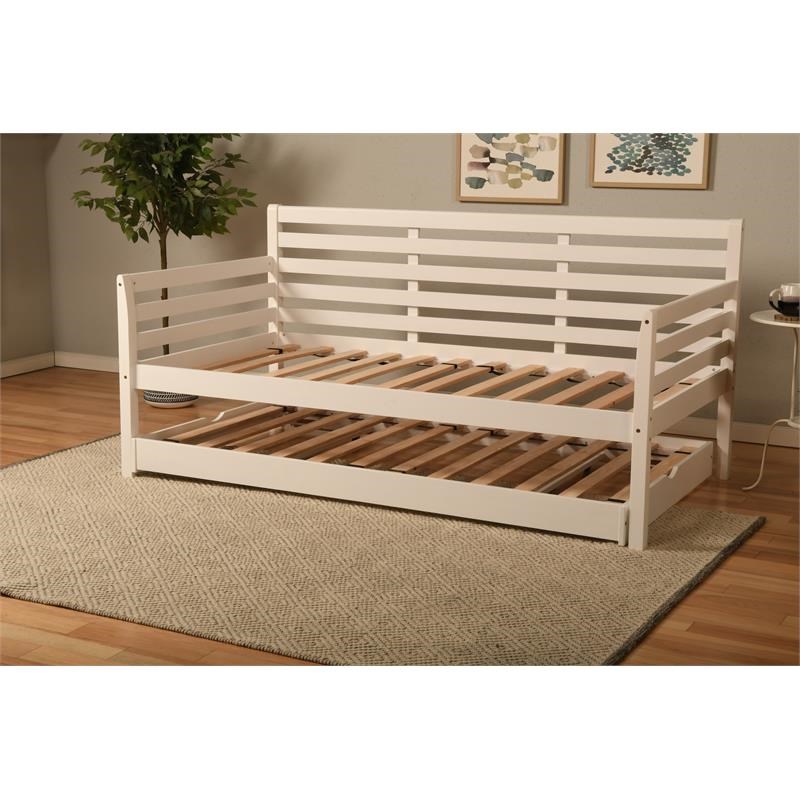 Kodiak Furniture Boho Wood Daybed with Pop Up Bed in White Finish