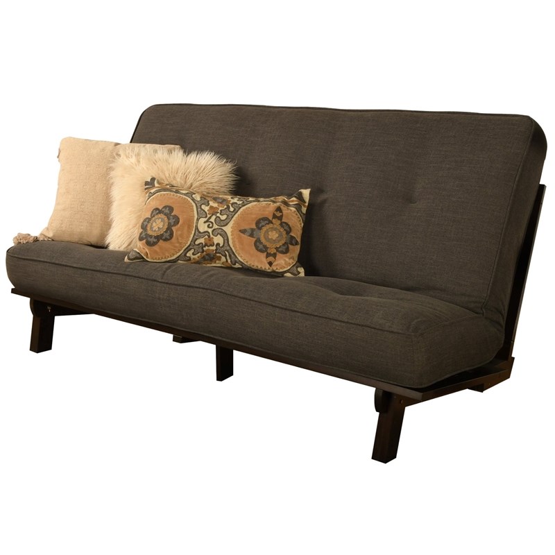 Kodiak Furniture Carson Wood Futon in Java Brown Finish w/Charcoal Gray Mattress