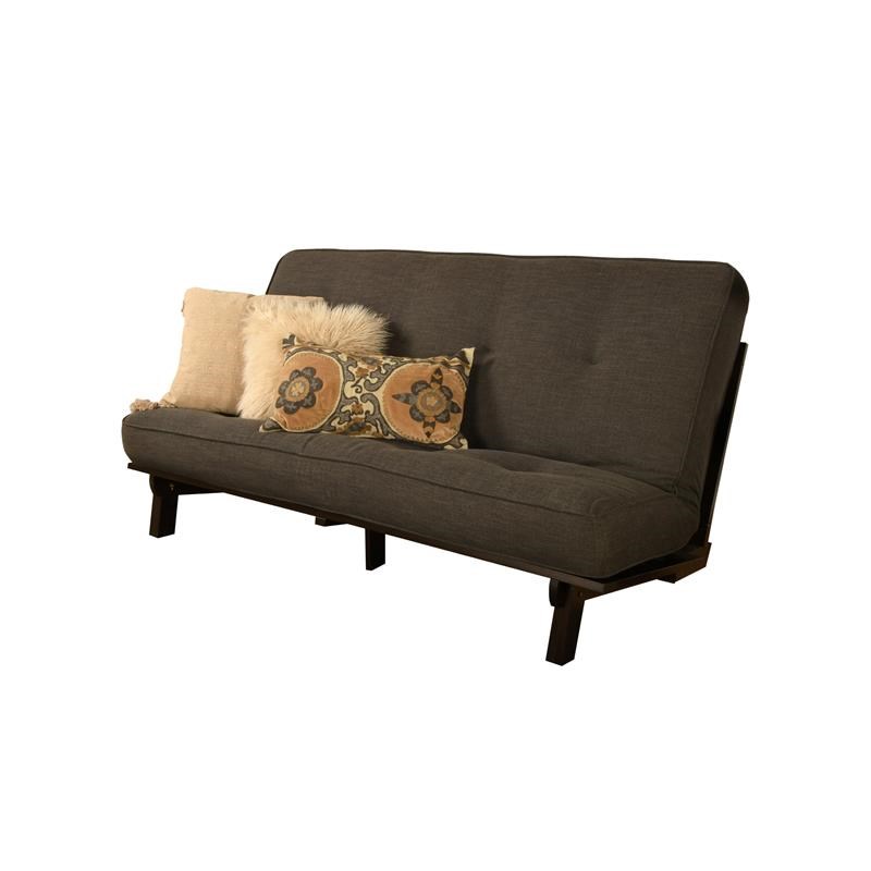 Kodiak Furniture Carson Wood Futon in Java Brown Finish w/Charcoal Gray Mattress