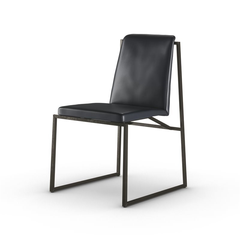 B-Modern Eco-Leather Dining Chair in Black & Stainless Steel