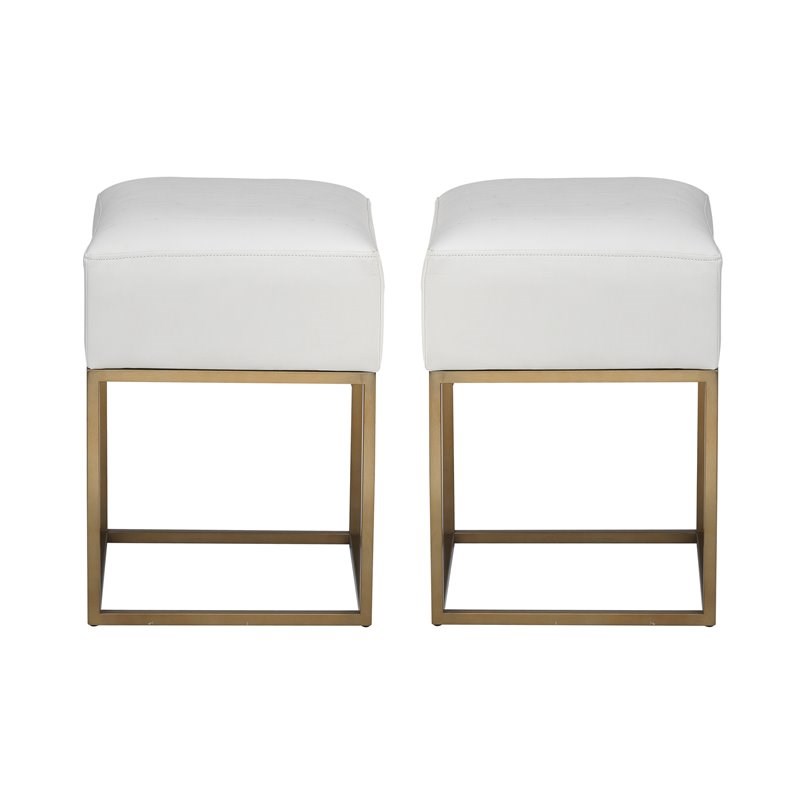 Coast To Coast Imports Avalon Gold Stainless Steel Frame Accent Stool (Set of 2)