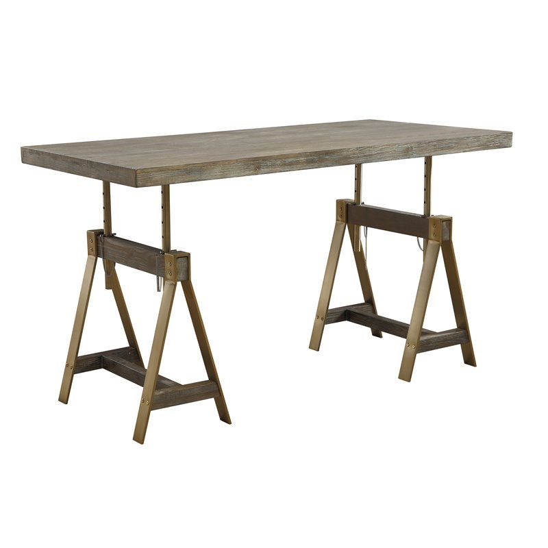 Coast To Coast Imports Biscayne Wood Weathered Adjustable Dining Table/Desk