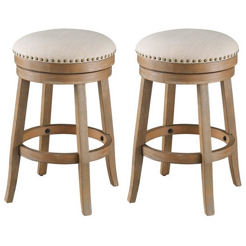 Coast To Coast Imports Toffee Brown/Oatmeal Swivel Counter Stools (Set of 2)