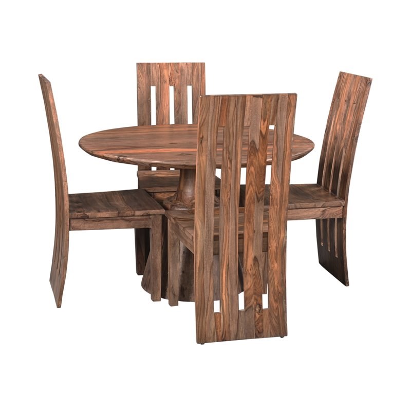 Coast To Coast Imports Brownstone Solid Wood Nut Brown Round Dining Table