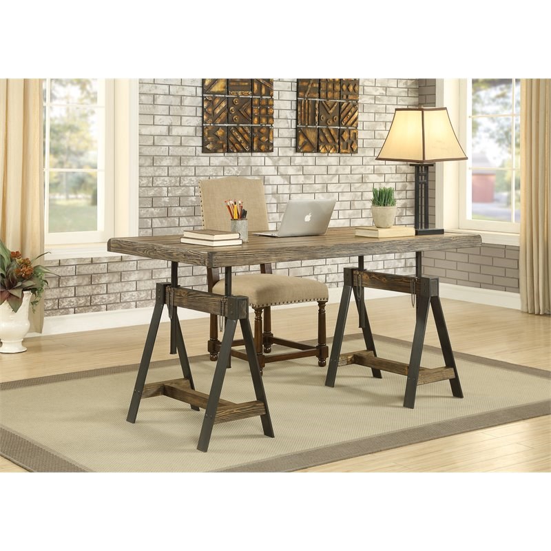 Coast To Coast Imports Camden Wood Distressed Brown Adjustable Dining Table/Desk