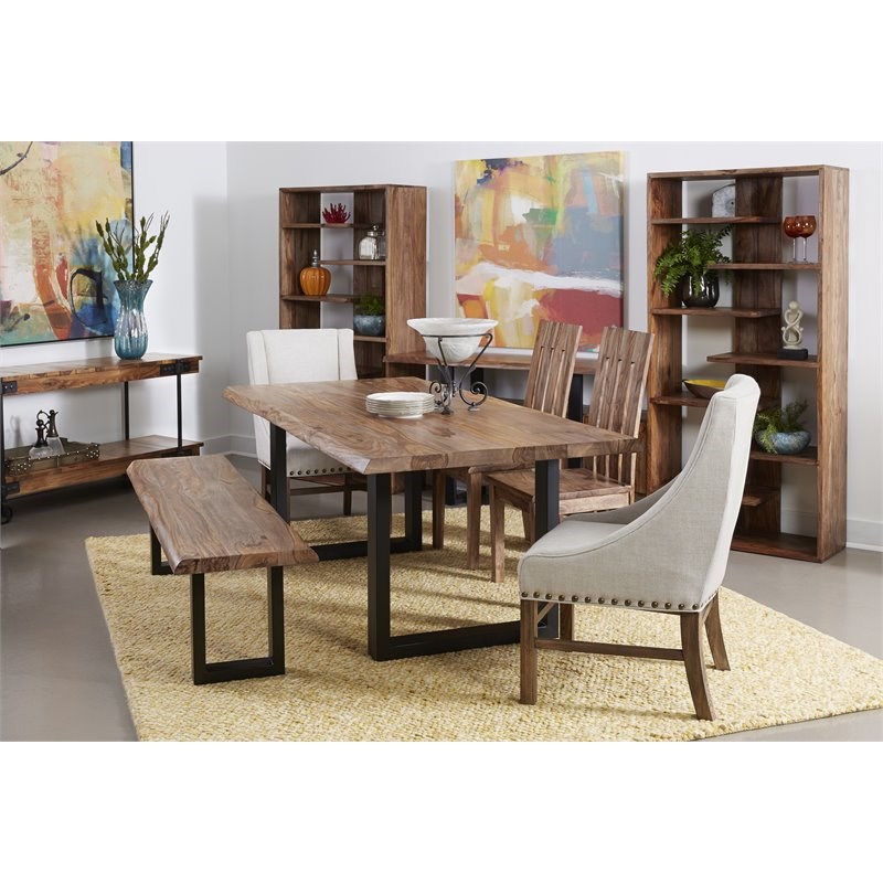 Coast To Coast Imports Brownstone II Wood and Metal Nut Brown Dining Table