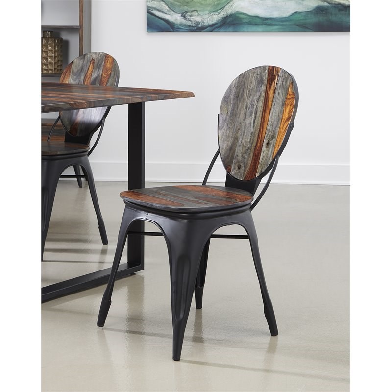 Coast To Coast Imports Sierra II Brown/Black Powder Coat Dining Chair (Set of 2)