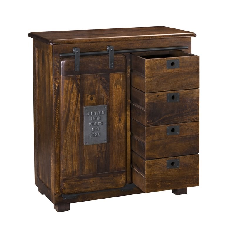 Coast To Coast Imports Warm Brown Mango Four Drawer One Door Cabinet