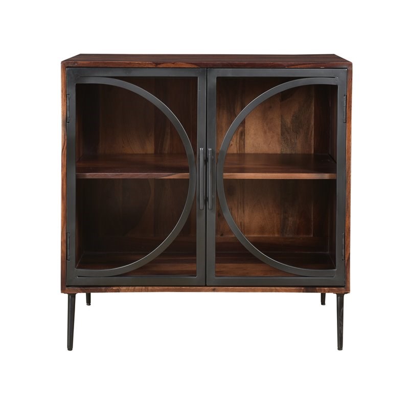 Coast To Coast Imports Cadence Nut Brown & Black Two Door Cabinet
