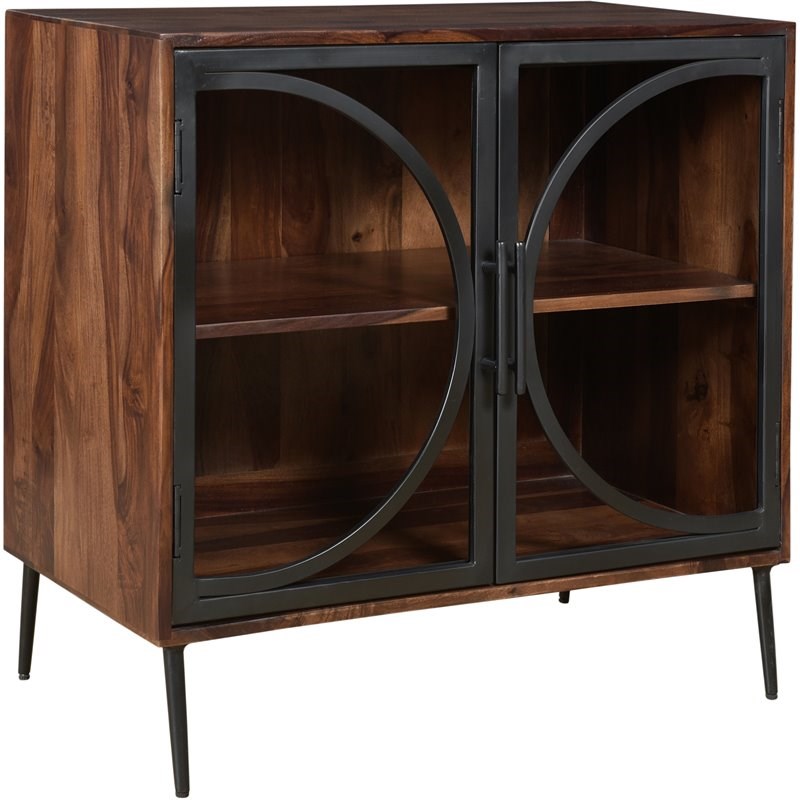Coast To Coast Imports Cadence Nut Brown & Black Two Door Cabinet