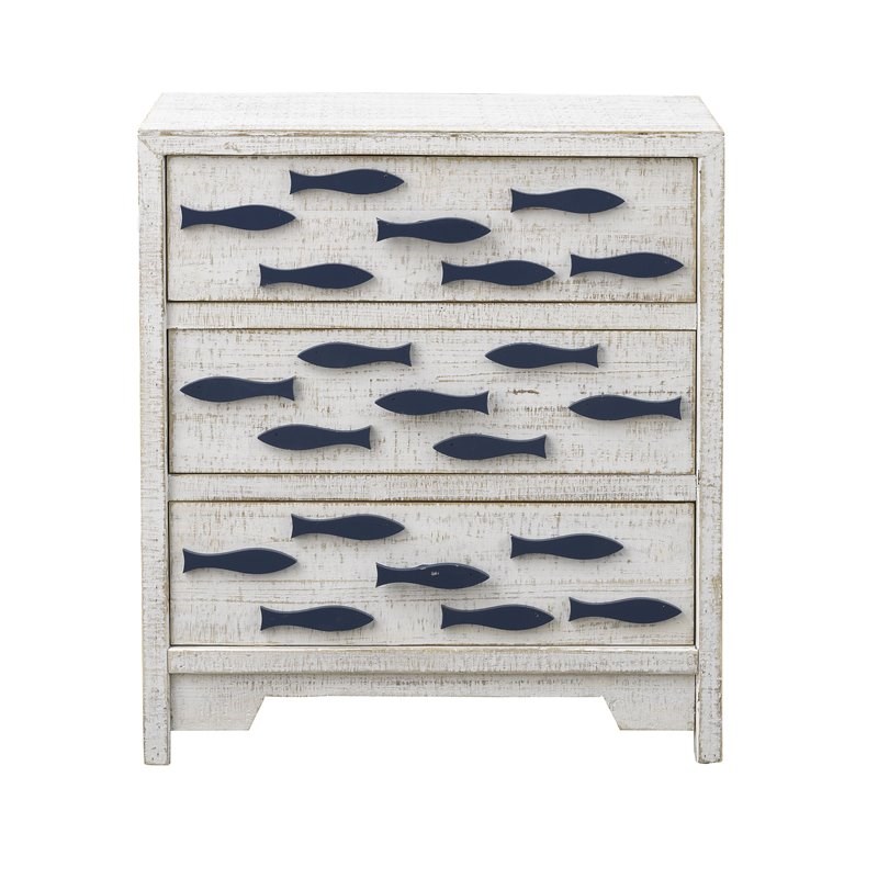 Coast To Coast Imports Schools-Out White and Blue Three Drawer Chest