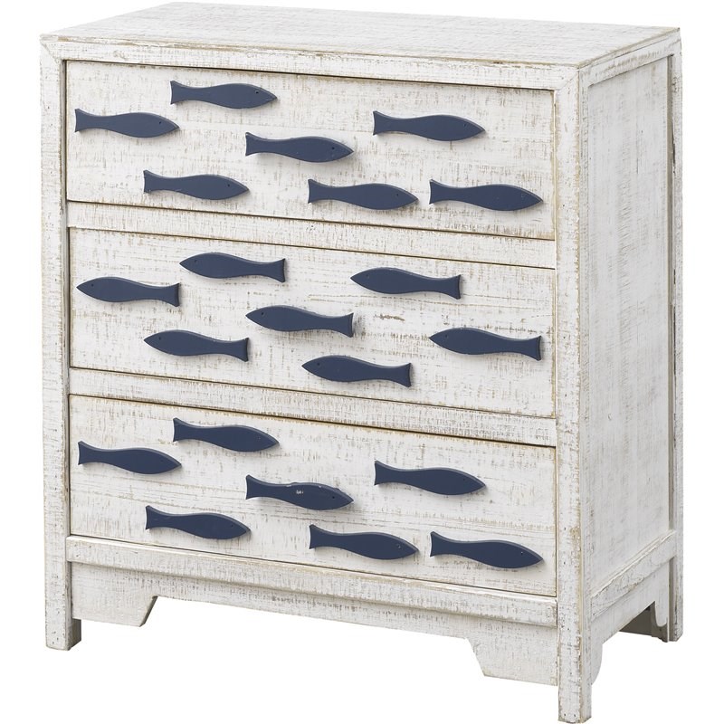 Coast To Coast Imports Schools-Out White and Blue Three Drawer Chest