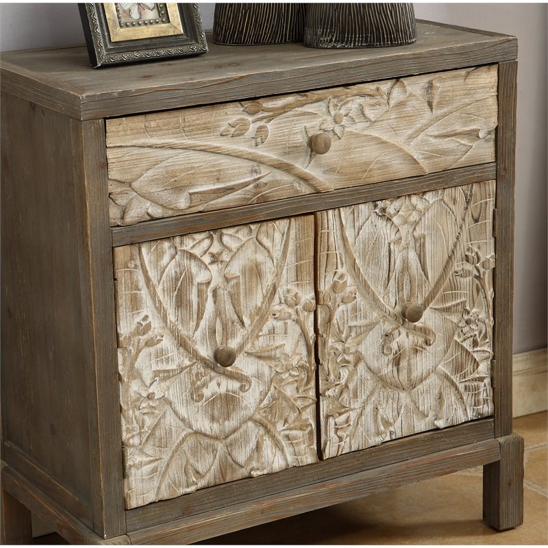 Coast To Coast Imports Treasures Weathered Natural One Drawer Two Door Cabinet