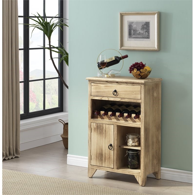 Coast To Coast Imports Broadwalk Brown 1-Door 1-Drawer Wine Cabinet