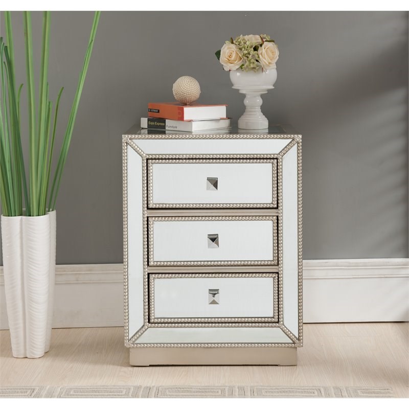 Coast To Coast Imports Elsinore Champagne and Mirror Elsinore Three Drawer Chest