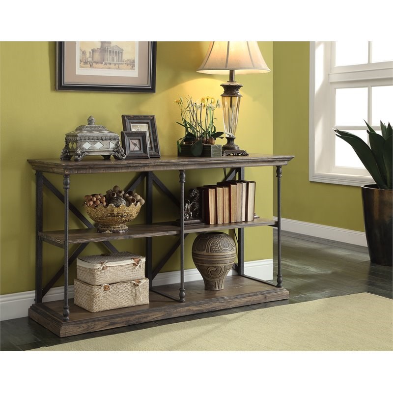 Coast To Coast Imports Corbin Medium Brown Console with Crown Molded Top