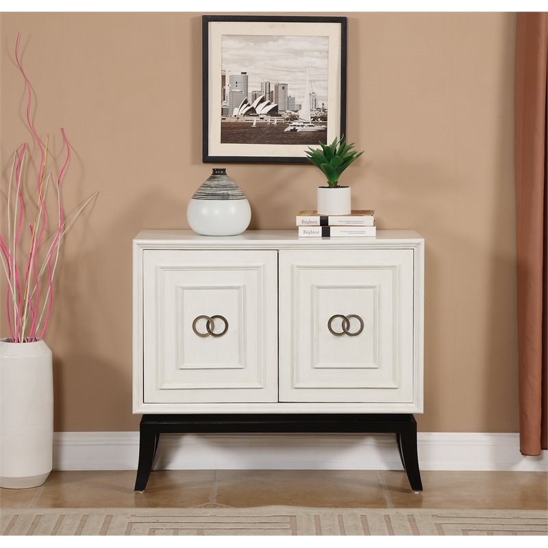 Coast To Coast Imports Astor Hand-Painted Two Door Cabinet in White