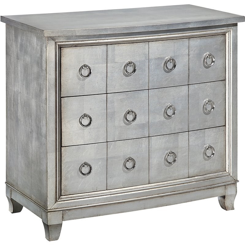Coast To Coast Imports Cosmopolitan Burnished Silver Three Drawer Chest
