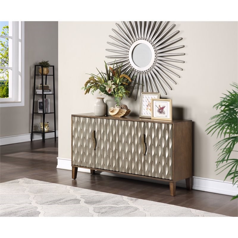 Coast To Coast Imports Fossil Brown & Mettalic Four Door Credenza