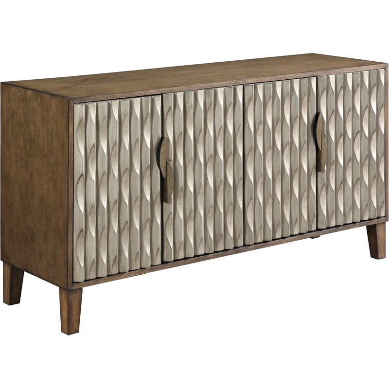 Coast To Coast Imports Fossil Brown & Mettalic Four Door Credenza