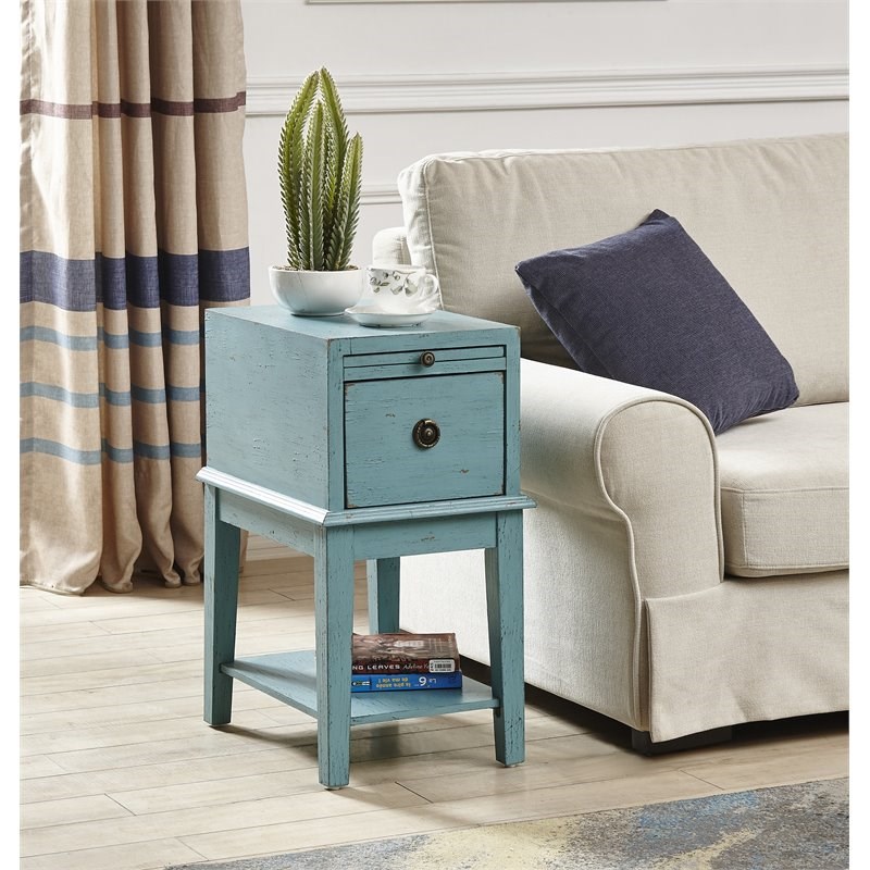 Coast To Coast Imports Bayberry Blue Rub-through One Drawer Chest