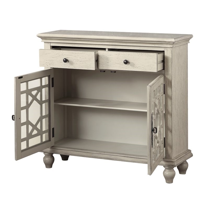 Coast To Coast Imports Millstone Texture Ivory Two Drawer Two Door Cupboard