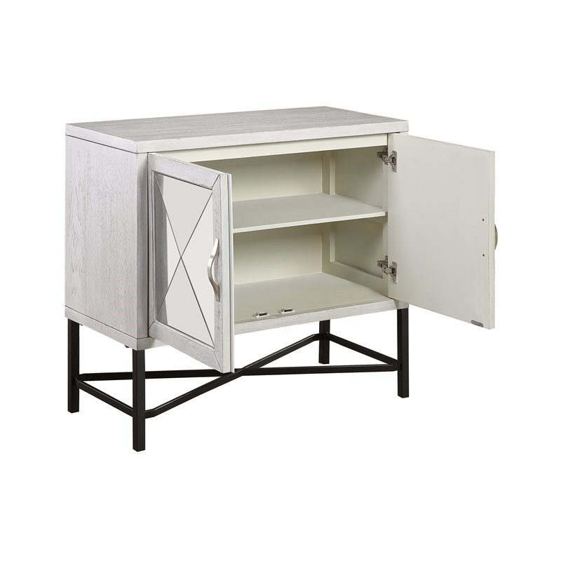 Coast To Coast Imports Gabby Hazy White Two-Door Cabinet with X Metal Base