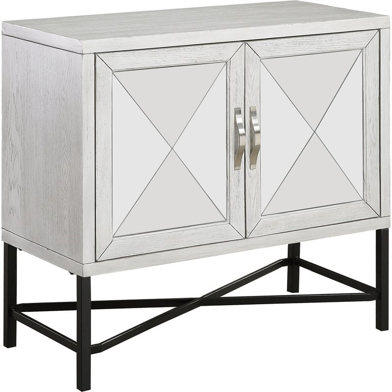 Coast To Coast Imports Gabby Hazy White Two-Door Cabinet with X Metal Base