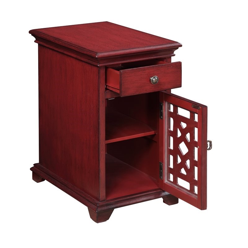 Coast To Coast Imports Esnon Texture Red One Drawer One Door Chairside Cabinet